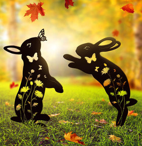 Doesen rabbit garden stake decor for planters with durable metal.