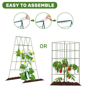 Doeworks cucumber trellis grid openings 6x7-5 inch enable easy harvest access.