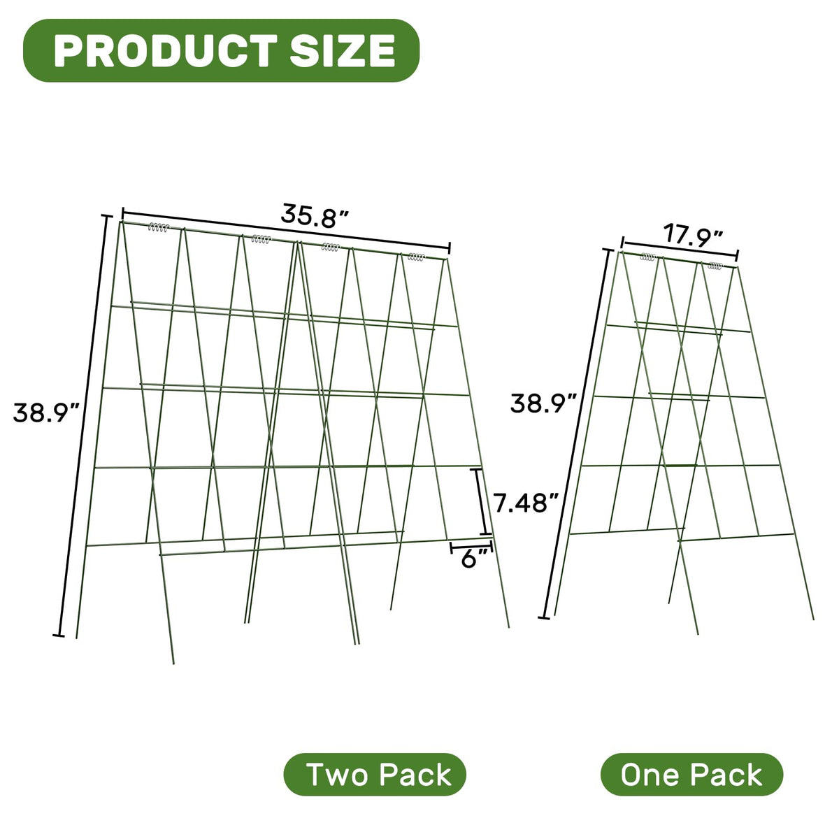 Doeworks cucumber trellis two-pack setup used side by side for wider support.