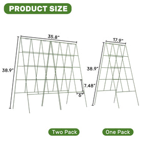 Doeworks cucumber trellis two-pack setup used side by side for wider support.
