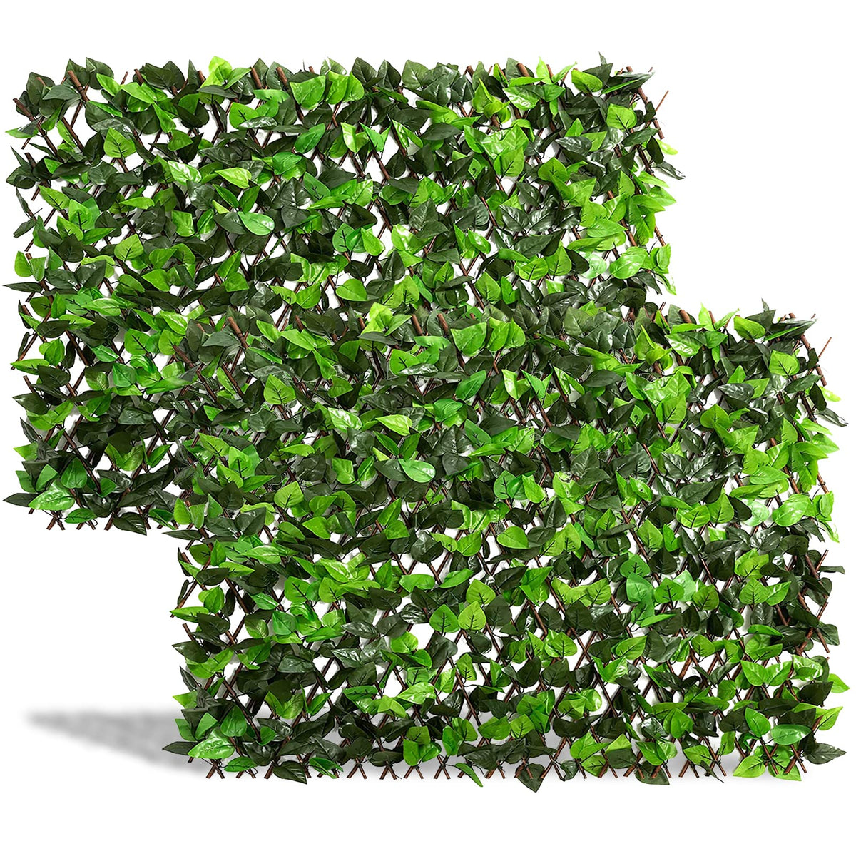 DOEWORKS expandable fence privacy screen with faux ivy panel provides instant balcony privacy