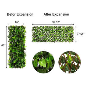 DOEWORKS expandable fence privacy screen shown extended for wide outdoor coverage