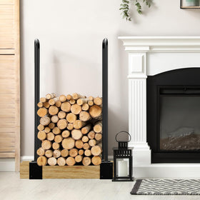 DOEWORKS versatile log rack fits garden or patio setups.