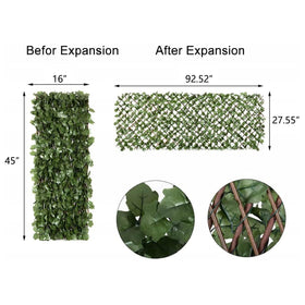 DOEWORKS willow frame fence with ivy leaves provides lightweight garden backdrop