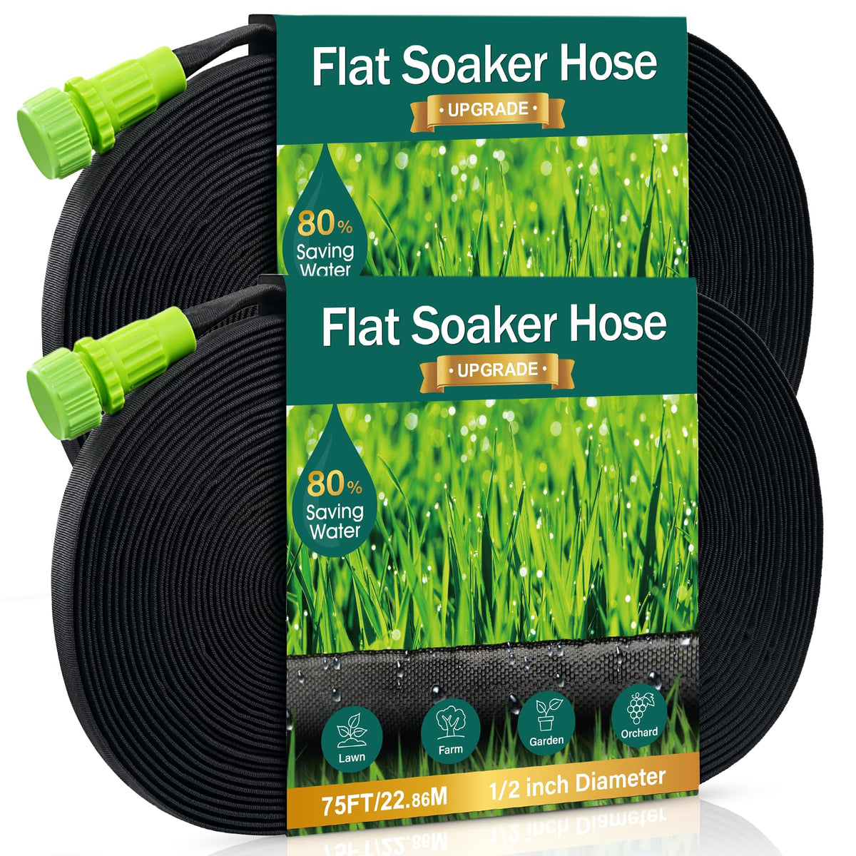 DOFOWORK flat soaker hose 150ft for efficient garden irrigation along beds