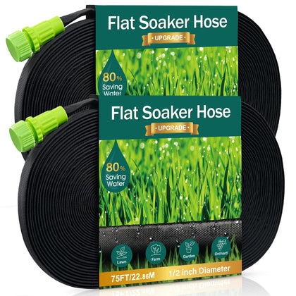DOFOWORK flat soaker hose 150ft for efficient garden irrigation along beds