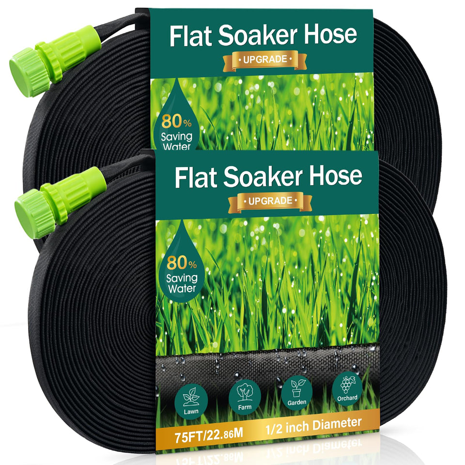 DOFOWORK flat soaker hose 150ft for efficient garden irrigation along beds