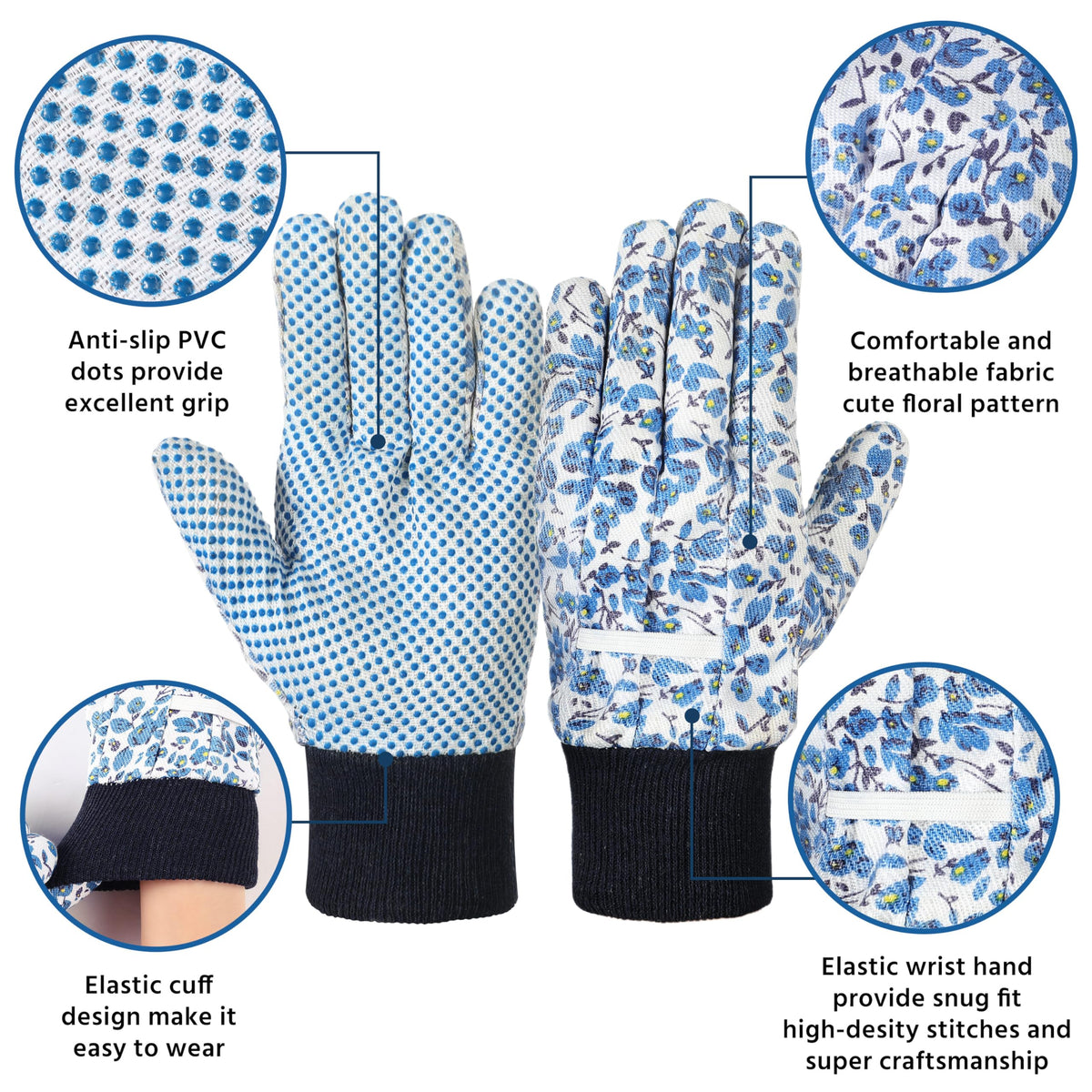 DOFOWORK gardening gloves feature a palm-friendly 3D ergonomic design for better control.