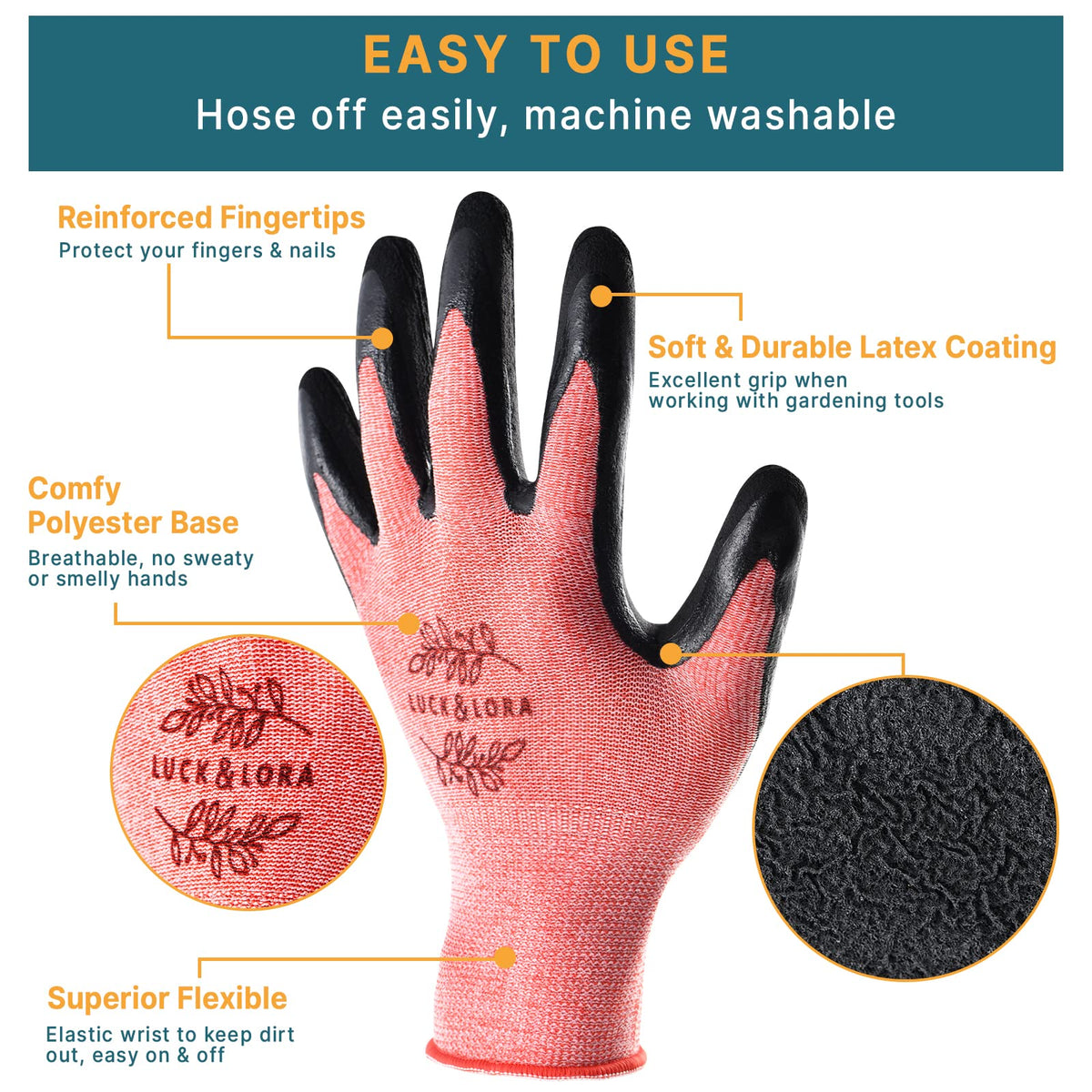 DOFOWORK gardening gloves offer breathable knit and elastic wrist for comfortable wear.