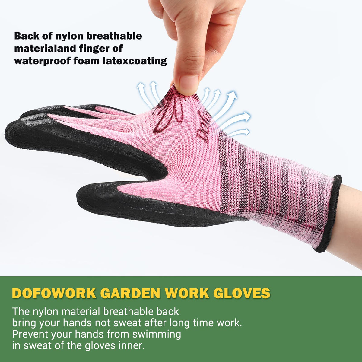 DOFOWORK seamless knit gloves showing dexterity and flexible performance