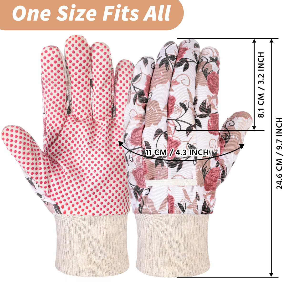 DOFOWORK women's garden gloves with non-slip dots improve grip during weeding and watering.