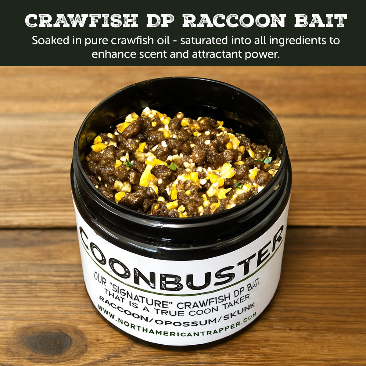 North American Trapper lure in dog-proof trap enhancing capture chances.