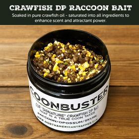North American Trapper lure in dog-proof trap enhancing capture chances.