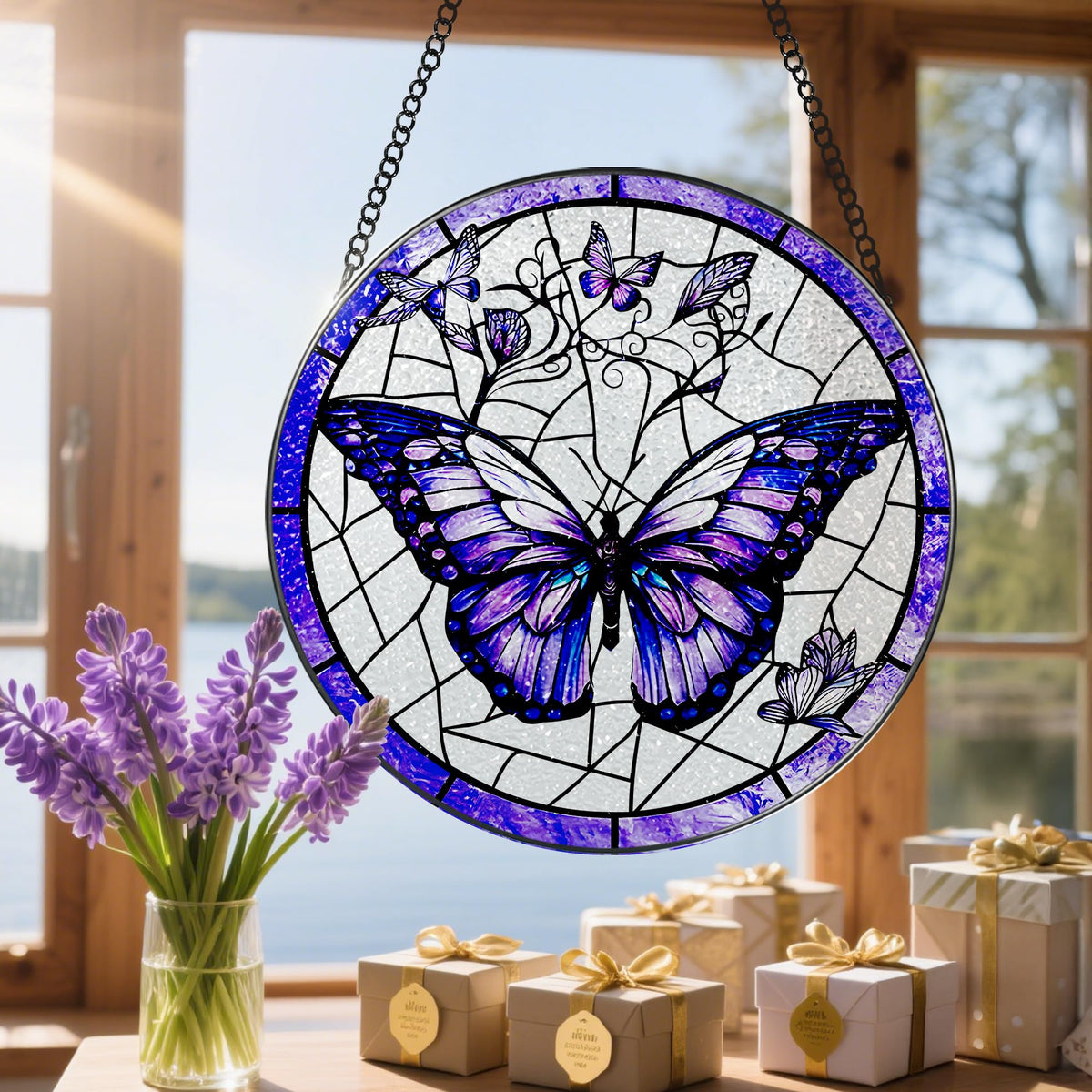 DOUHASU butterfly suncatcher with iron frame ensures stable easy installation