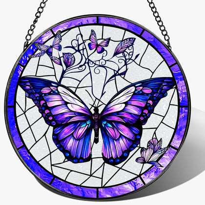 DOUHASU butterfly stained glass suncatcher adds colorful light to windows