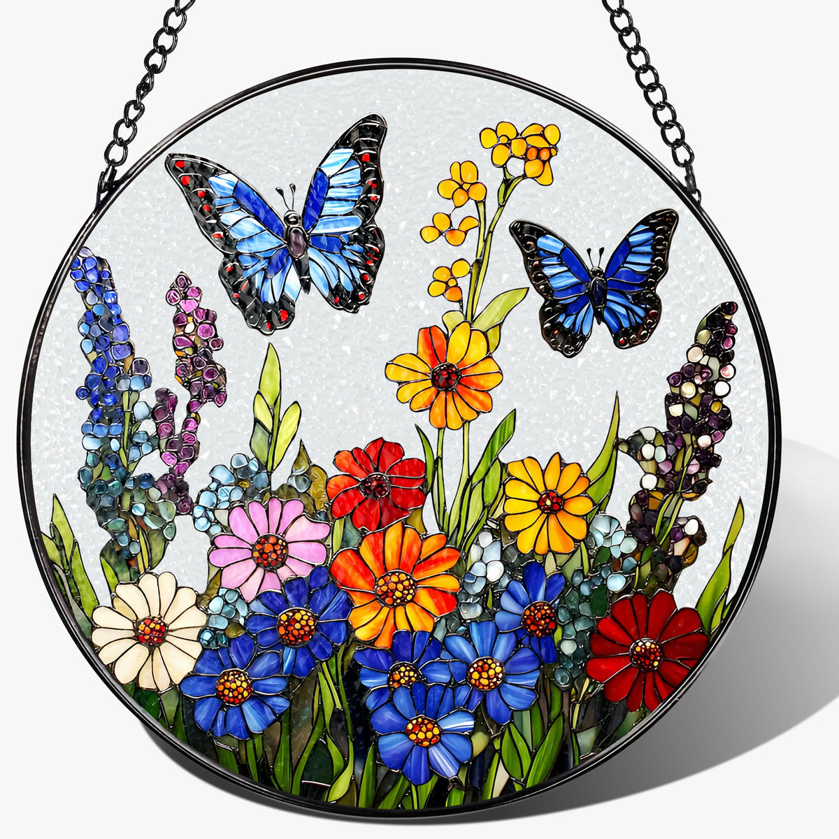 DOUHASU butterfly stained glass suncatcher casts vibrant window light for décor.