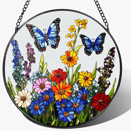 DOUHASU butterfly stained glass suncatcher casts vibrant window light for décor.