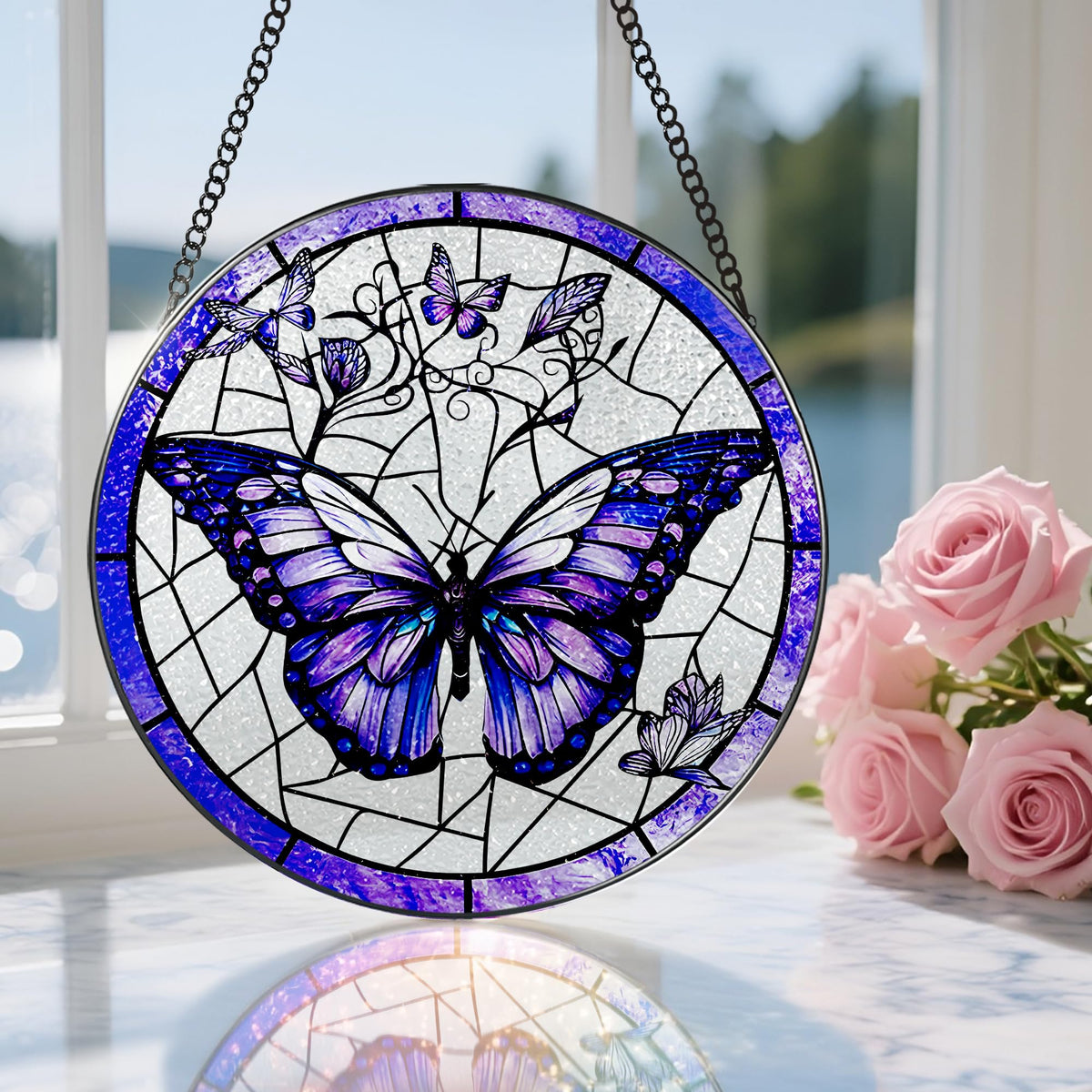 DOUHASU purple butterfly window hanging offers durable long-lasting color