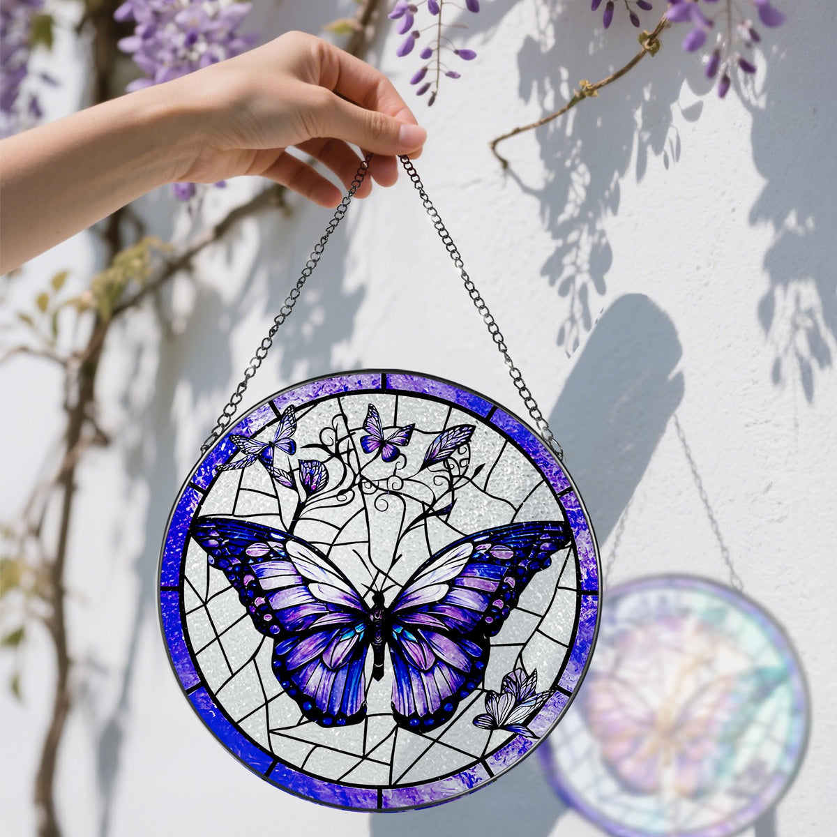 DOUHASU stained glass butterfly window decor brightens indoor spaces