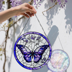 DOUHASU stained glass butterfly window decor brightens indoor spaces