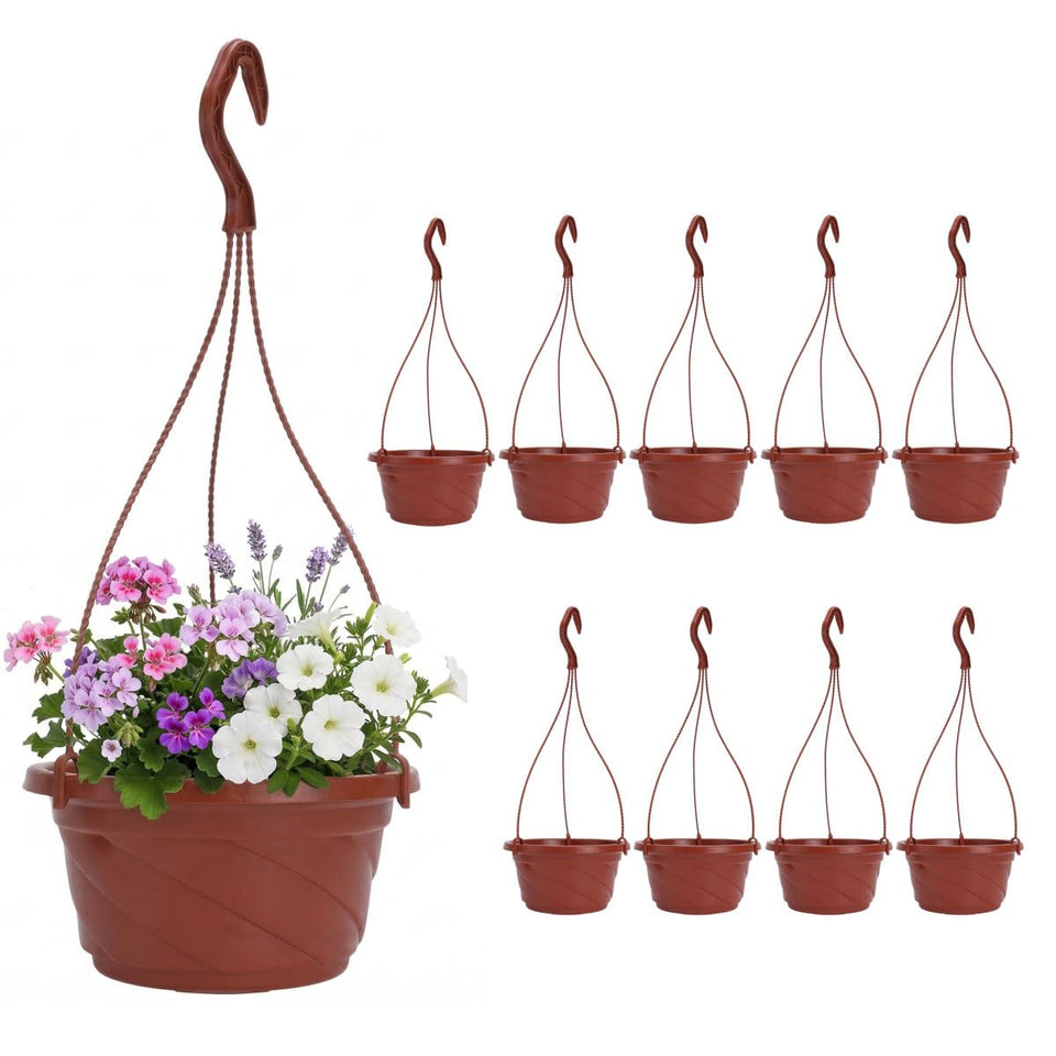 DOITOOL 6.7-inch brown hanging pot with hook for indoor or outdoor use