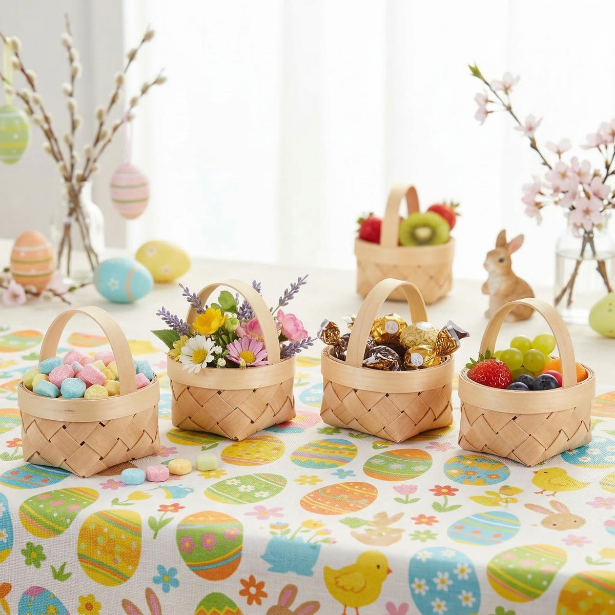 DOITOOL miniature wicker basket for Easter adds rustic charm to gifts.