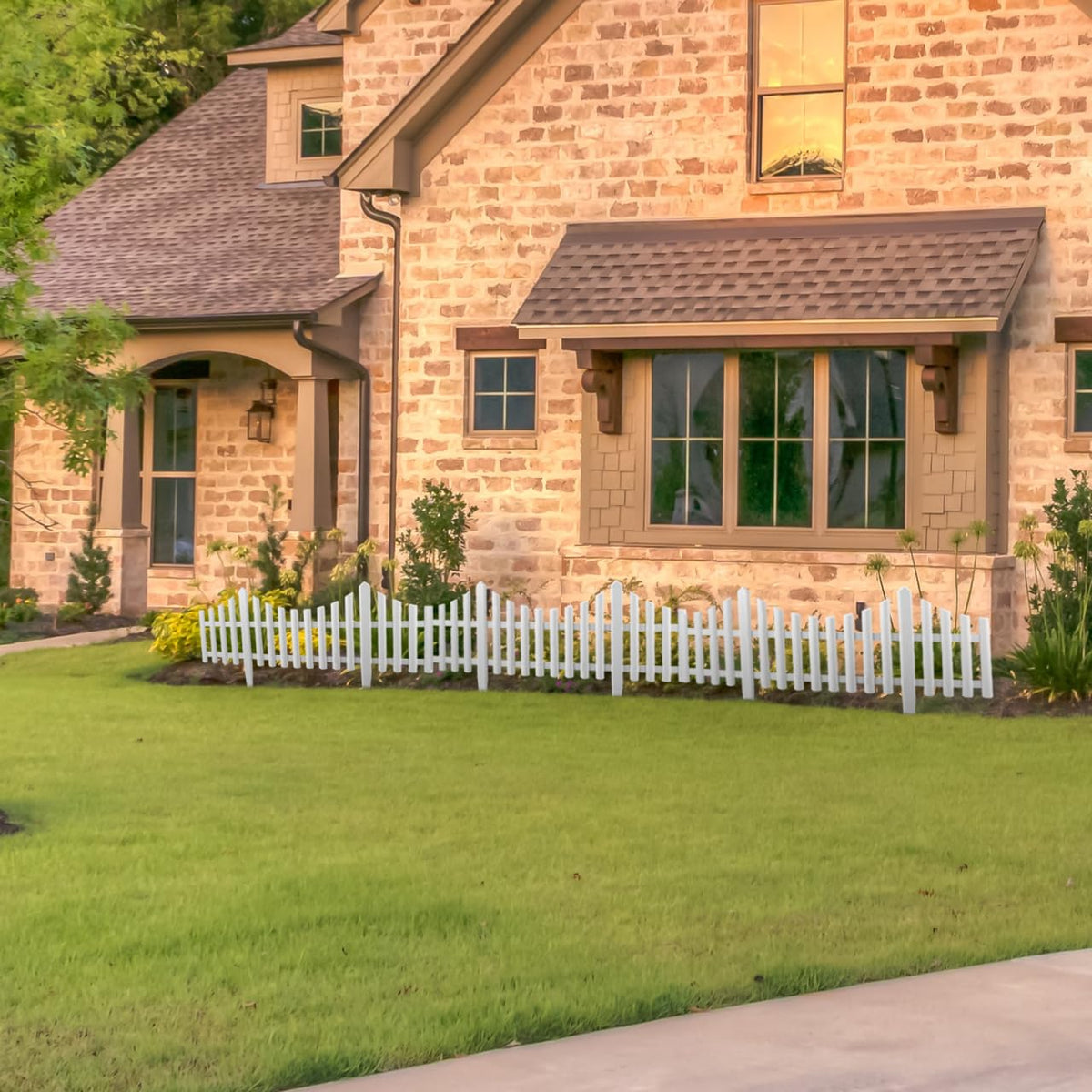 DOITOOL elegant white fence border adds charm to landscapes and seasonal displays.