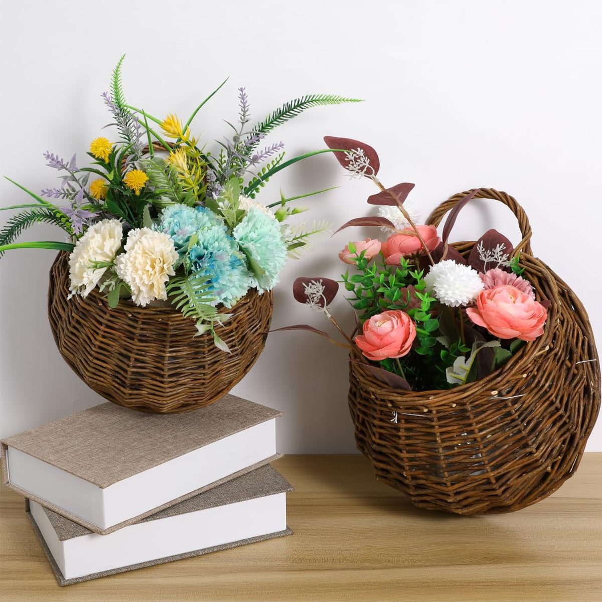 DOITOOL pair of rattan wall planters hanging to save space and add charm