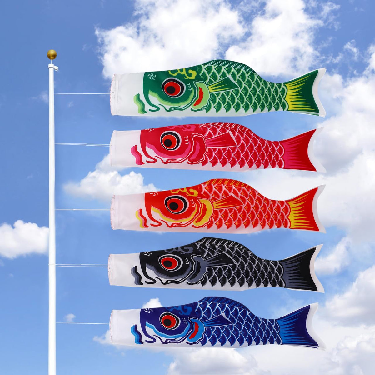 DOITOOL 70 cm decorative fish flags add festive yard charm.