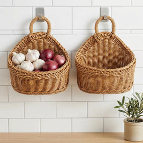 DOITOOL wall basket with slanted opening holds fruit and produce neatly