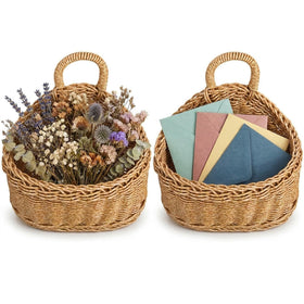 DOITOOL wicker hanging basket on front door for mail and keys, space-saving storage