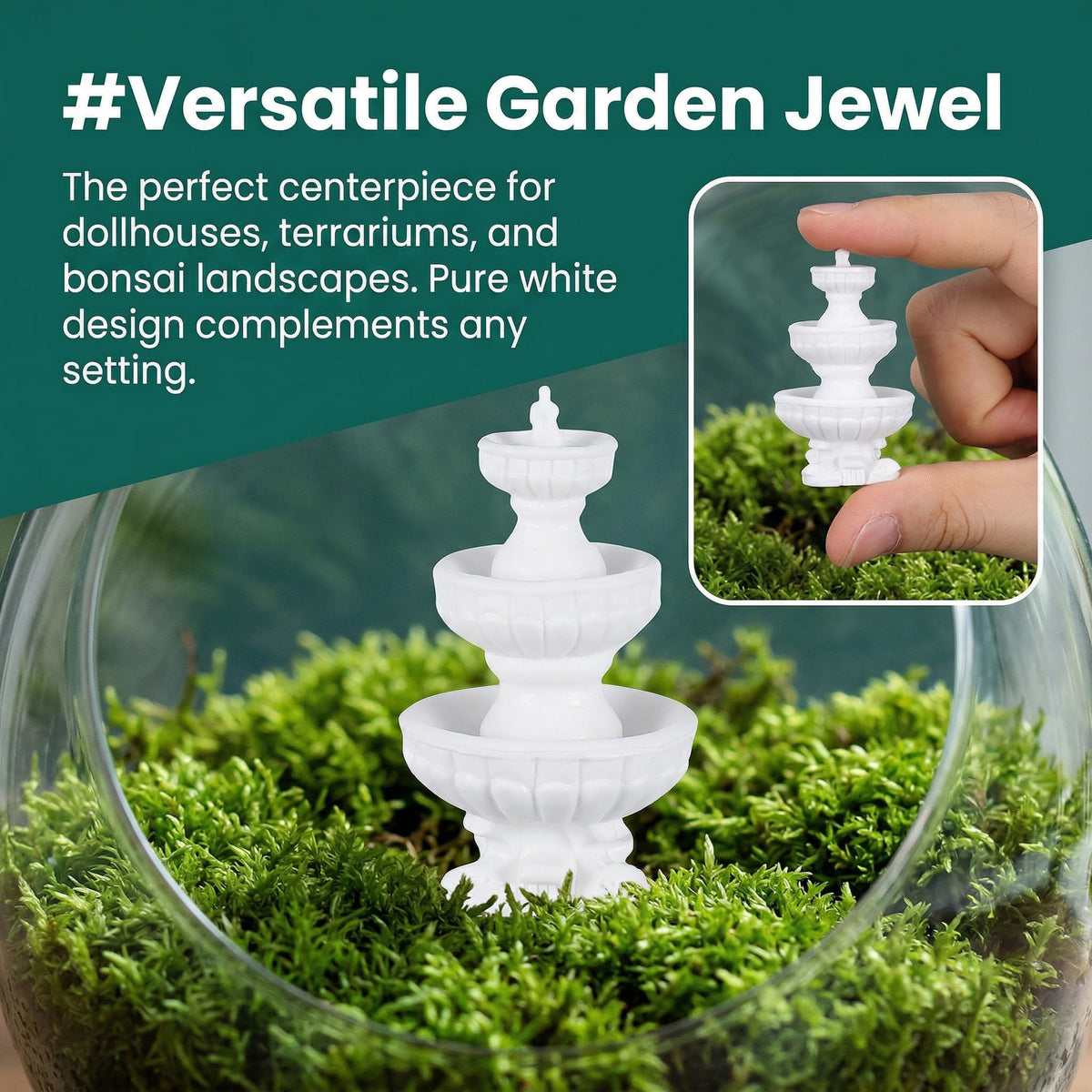 DOITOOL fairy garden diorama mini fountain adds a tranquil water detail to shelves