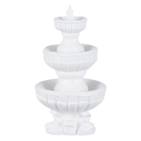 DOITOOL miniature fountain in white tiered design enhances fairy garden displays