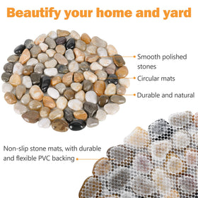 dojobkinb round stepping stones with PVC backing for easy soil settling.