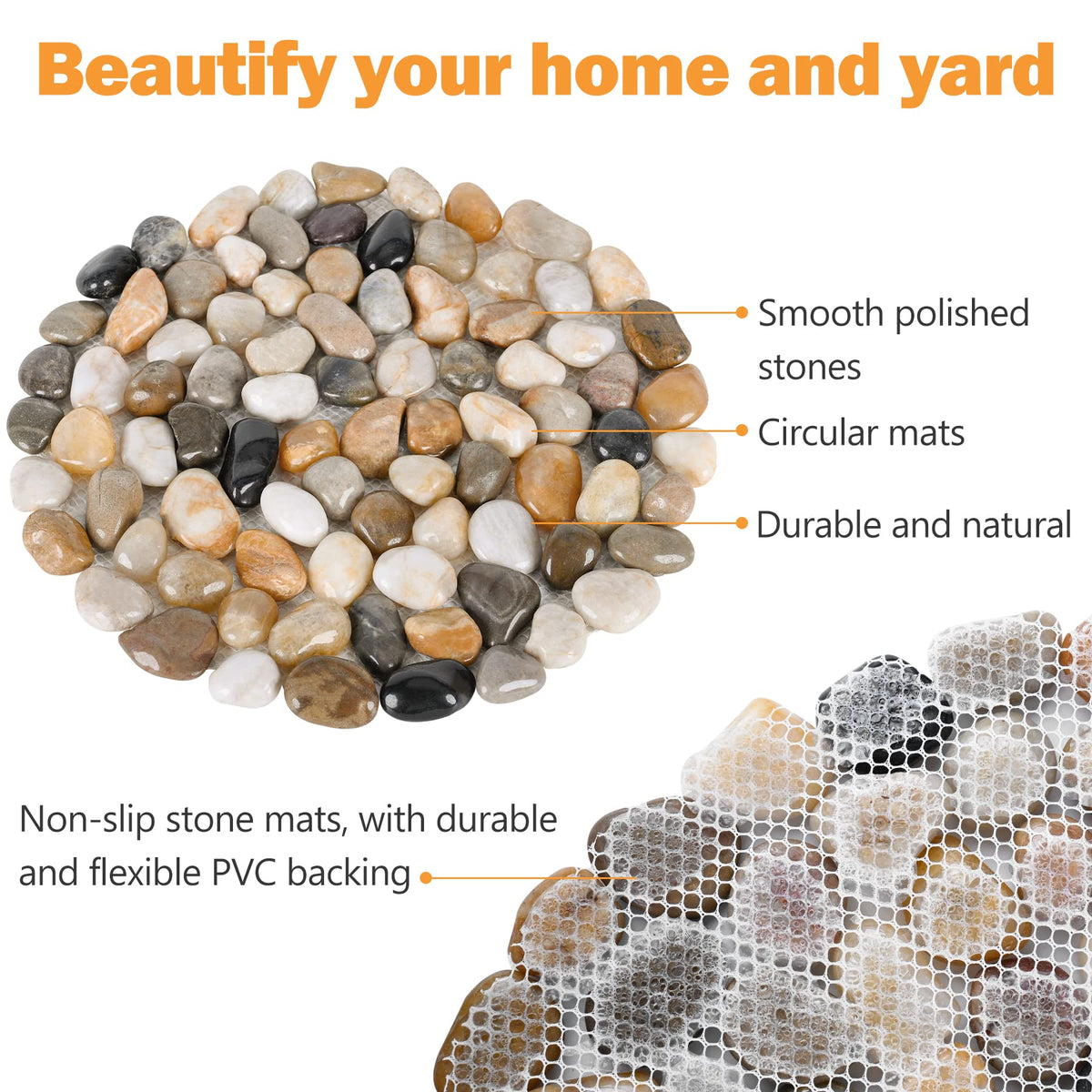 Dojobkinb polished river pebbles: natural color sheen adds visual appeal to patios
