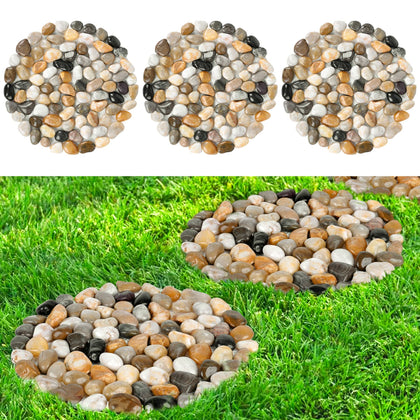 dojobkinb River Rock stepping stones, 12-inch round mats, provide stable garden walkways.