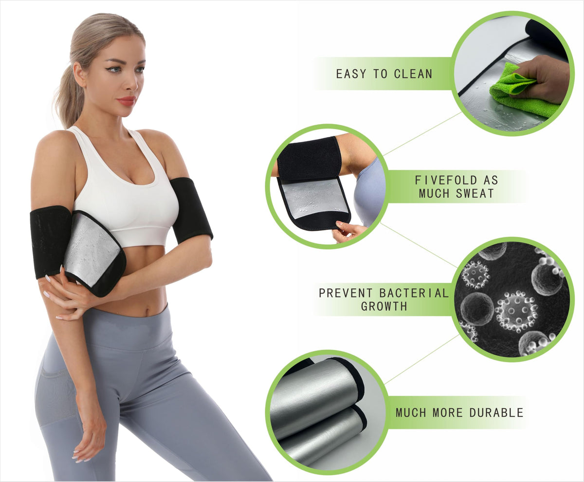 Dokelovy sauna arm sleeve stretched to show flexible fabric.