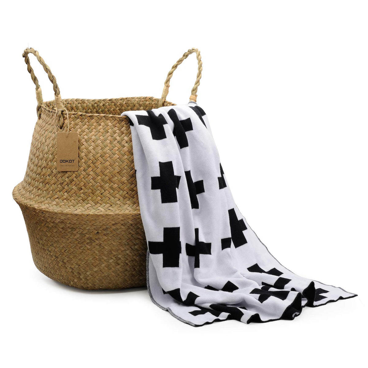 DOKOT seagrass basket positioned in a laundry or utility space