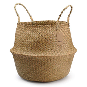 DOKOT large seagrass belly basket used as a plant pot for chic decor