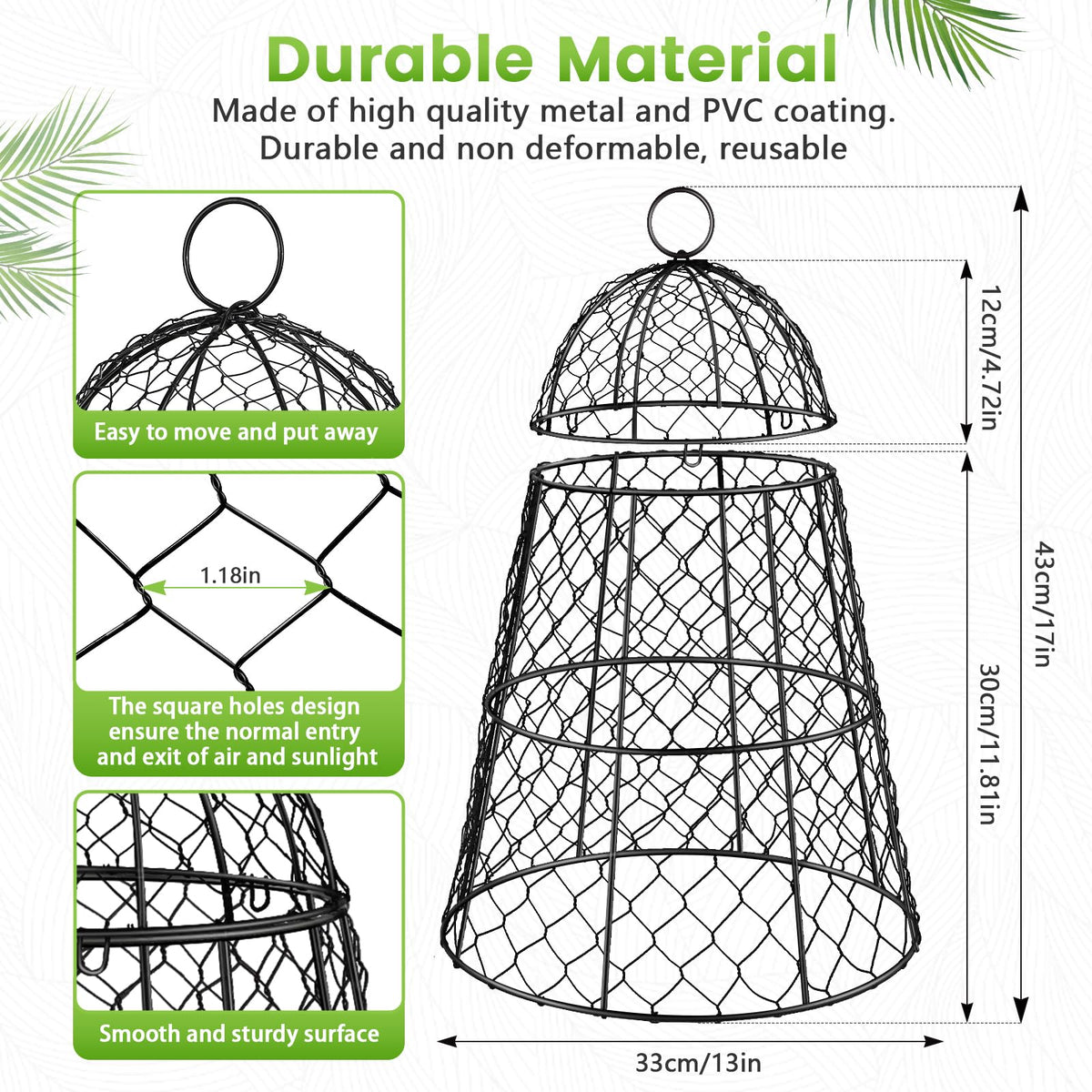 Doksving extra-large cloche with removable top cover for easy watering.
