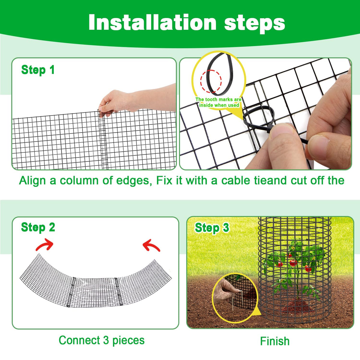 Doksving garden protector assembly-kit includes stakes and ties for quick setup.