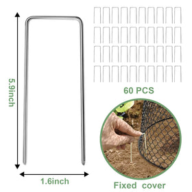 Doksving plant cage clips and stakes keep protectors secure.