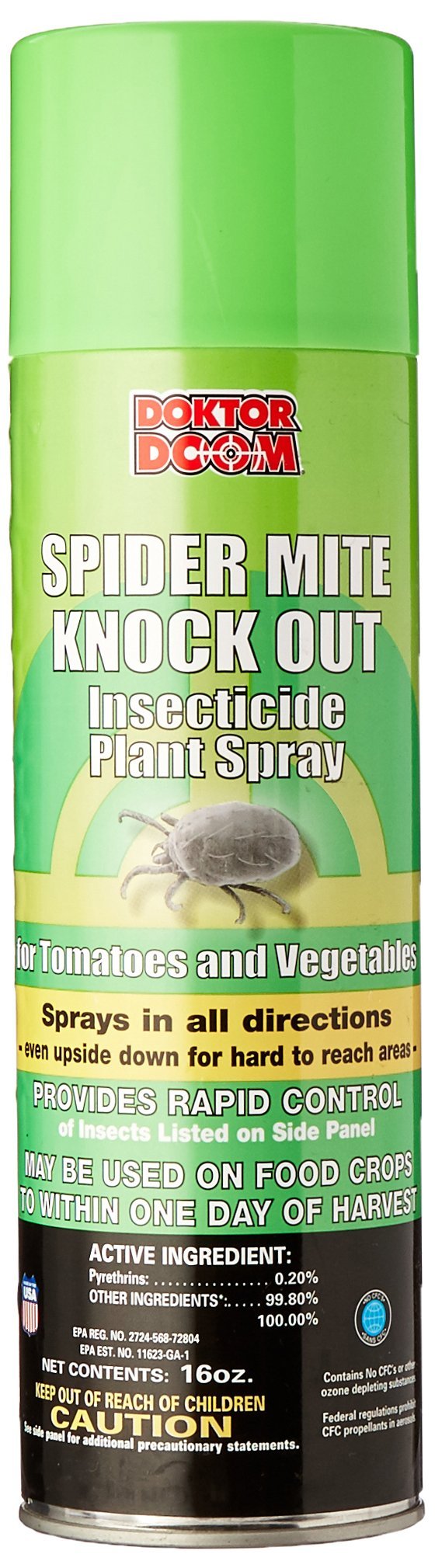Doktor Doom Spider Mite Knockout bottle poised for indoor and outdoor pest control.