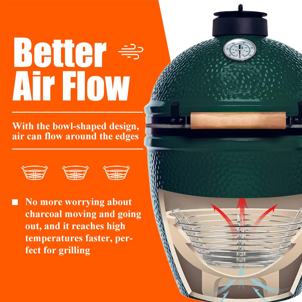 DOLAMOTY ash basket for BGE high-temp design improves airflow for even cooking