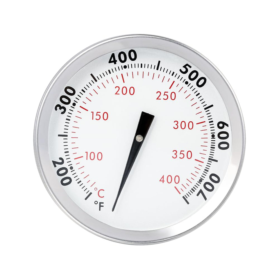 DOLAMOTY Weber Genesis 300 thermometer dial close-up showing precise readings