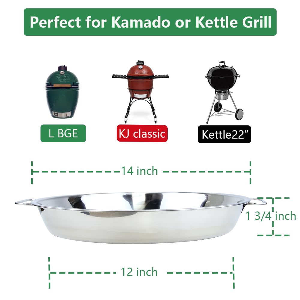 DOLAMOTY pan compatible with Weber kettle and Kamado Joe Classic for versatile grilling