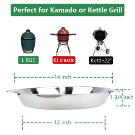 DOLAMOTY pan compatible with Weber kettle and Kamado Joe Classic for versatile grilling
