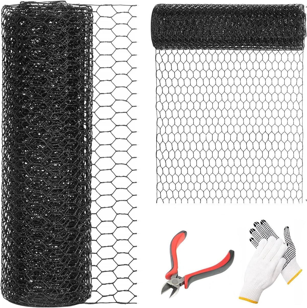 DOLEMODUO 12x100 black chicken wire mesh fence for sturdy garden enclosures.