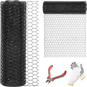 DOLEMODUO 12x100 black chicken wire mesh fence for sturdy garden enclosures.