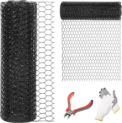 DOLEMODUO 12x100 black chicken wire mesh fence for sturdy garden enclosures.
